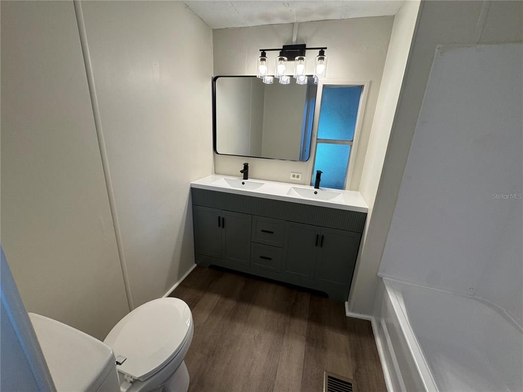 Bathroom, Dual Sink Vanities, Interior, Wood Texture Flooring