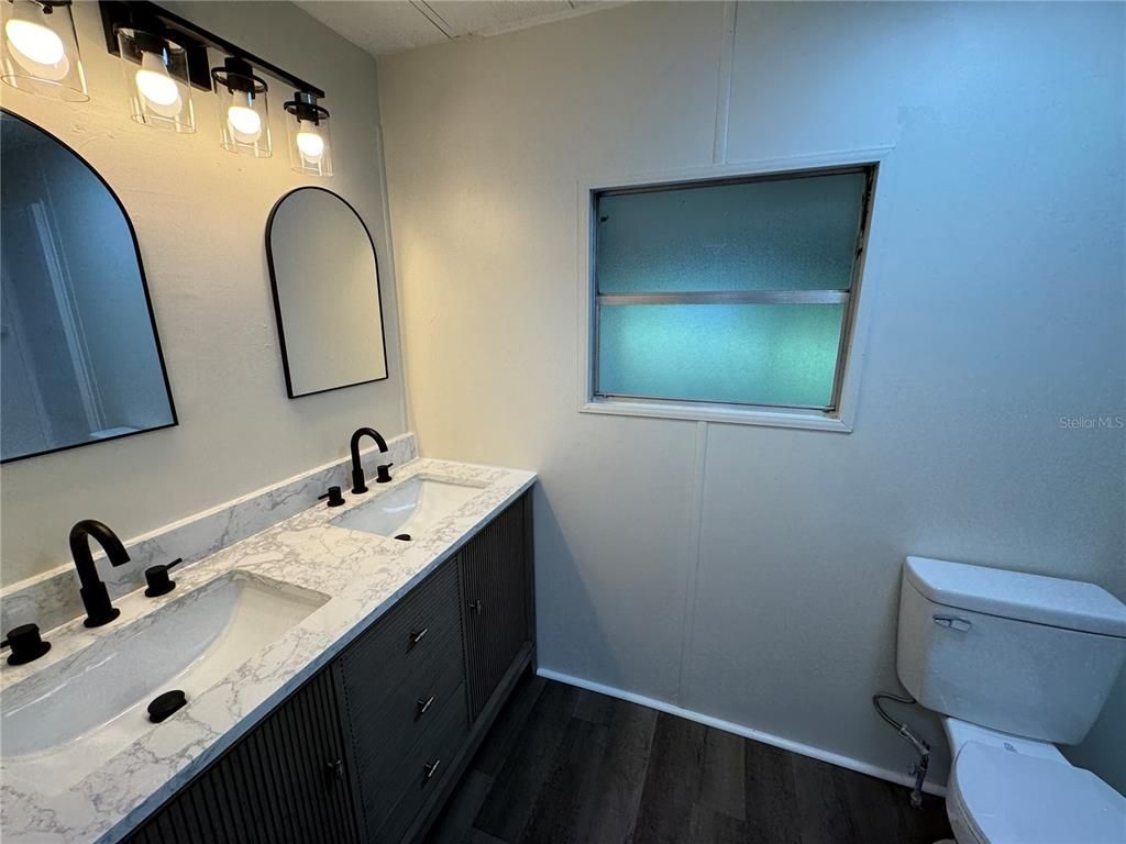 Bathroom, Dual Sink Vanities, Interior, Wood Texture Flooring