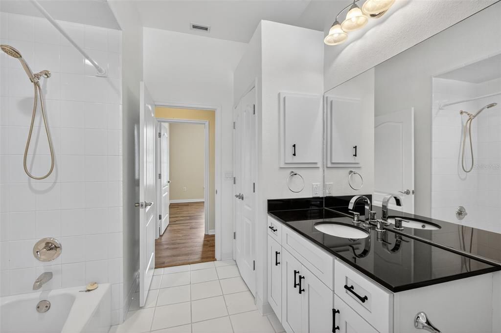 Bathroom, Dual Sink Vanities, Interior, Wood Texture Flooring