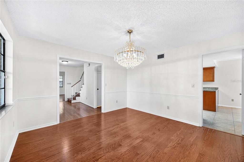 Chandelier, Empty room, Interior, Wood Texture Flooring