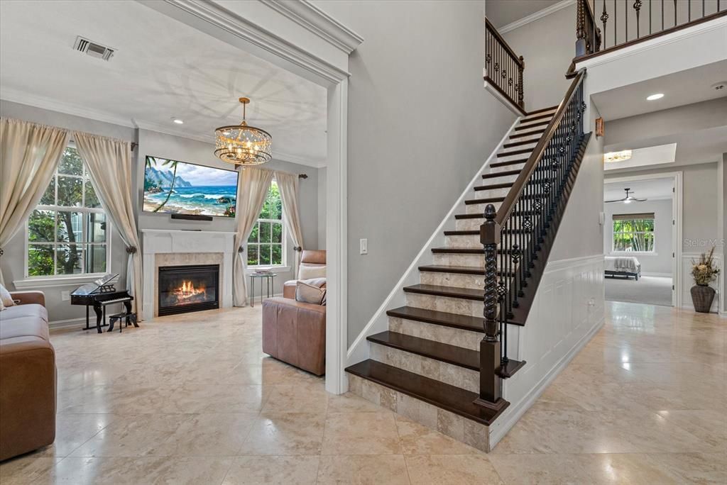 Chandelier, Fireplace, Interior, Pendant Lights, Recessed Lighting