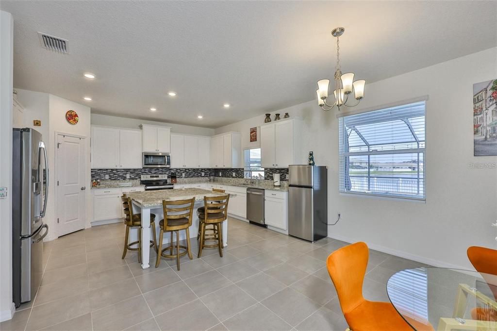 Chandelier, Interior, Kitchen, Pendant Lights, Recessed Lighting, Stainless Steel Appliances