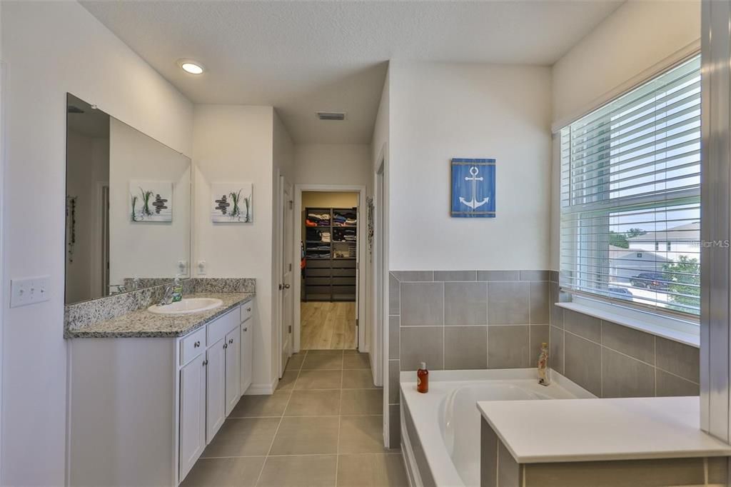 Bathroom, Dual Sink Vanities, Interior, Recessed Lighting, Walk-in Closets