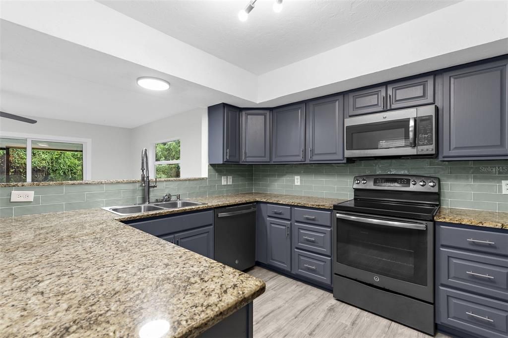 Interior, Kitchen, Recessed Lighting, Wood Texture Flooring