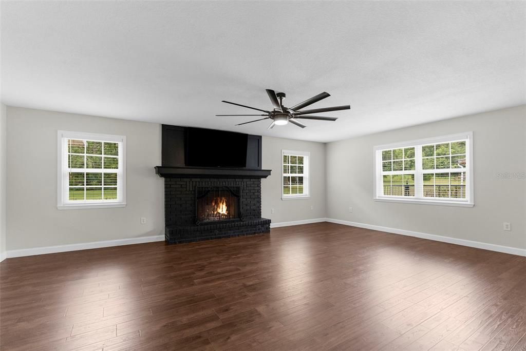 Empty room, Fireplace, Interior, Wood Texture Flooring