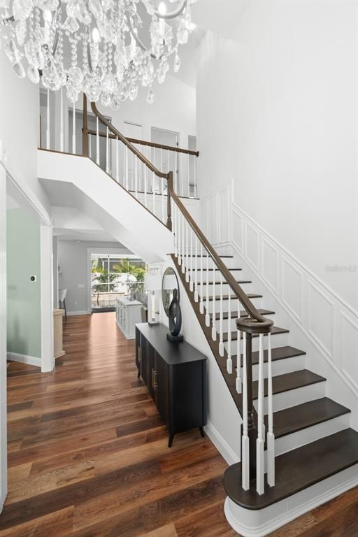 Chandelier, Interior, Wood Texture Flooring