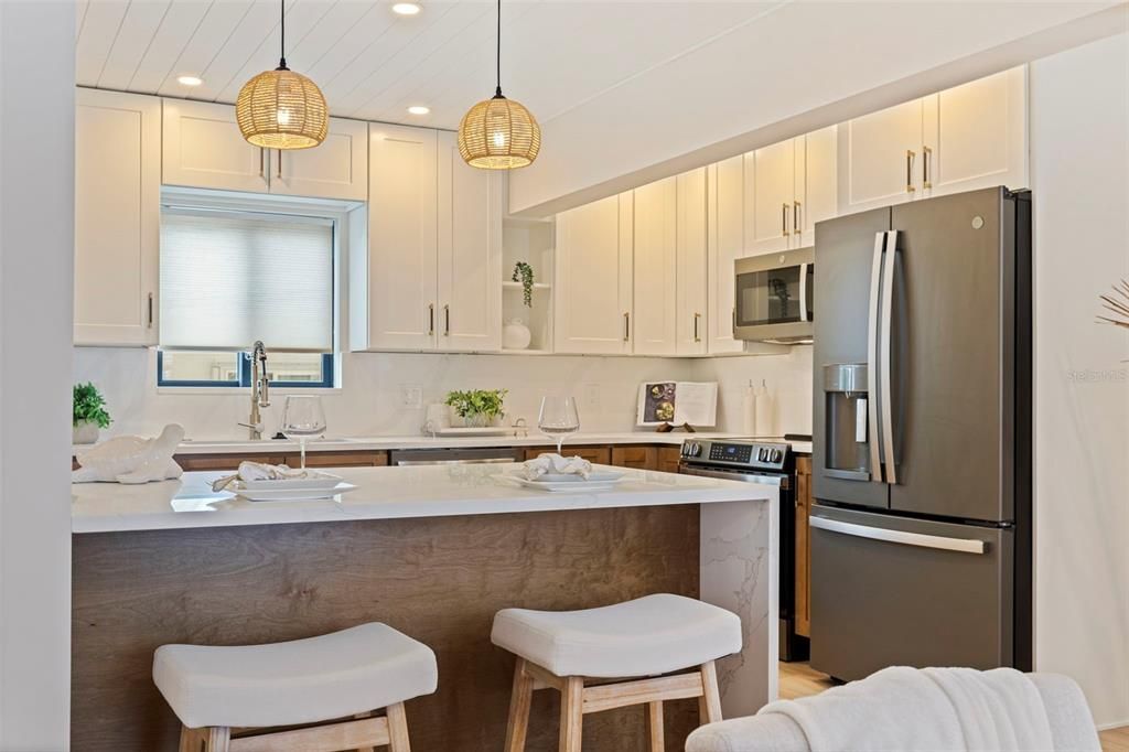 Interior, Kitchen, Pendant Lights, Recessed Lighting, Stainless Steel Appliances