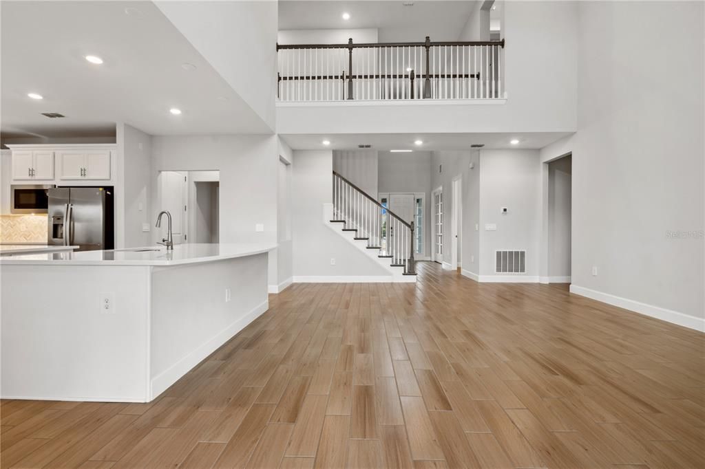 Interior, Kitchen, Recessed Lighting, Wood Texture Flooring