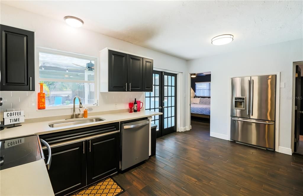 Interior, Kitchen, Stainless Steel Appliances, Wood Texture Flooring
