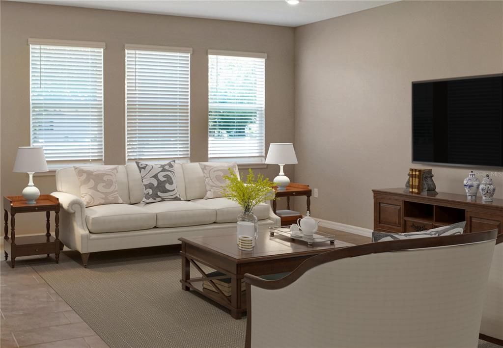Interior, Living room, Recessed Lighting