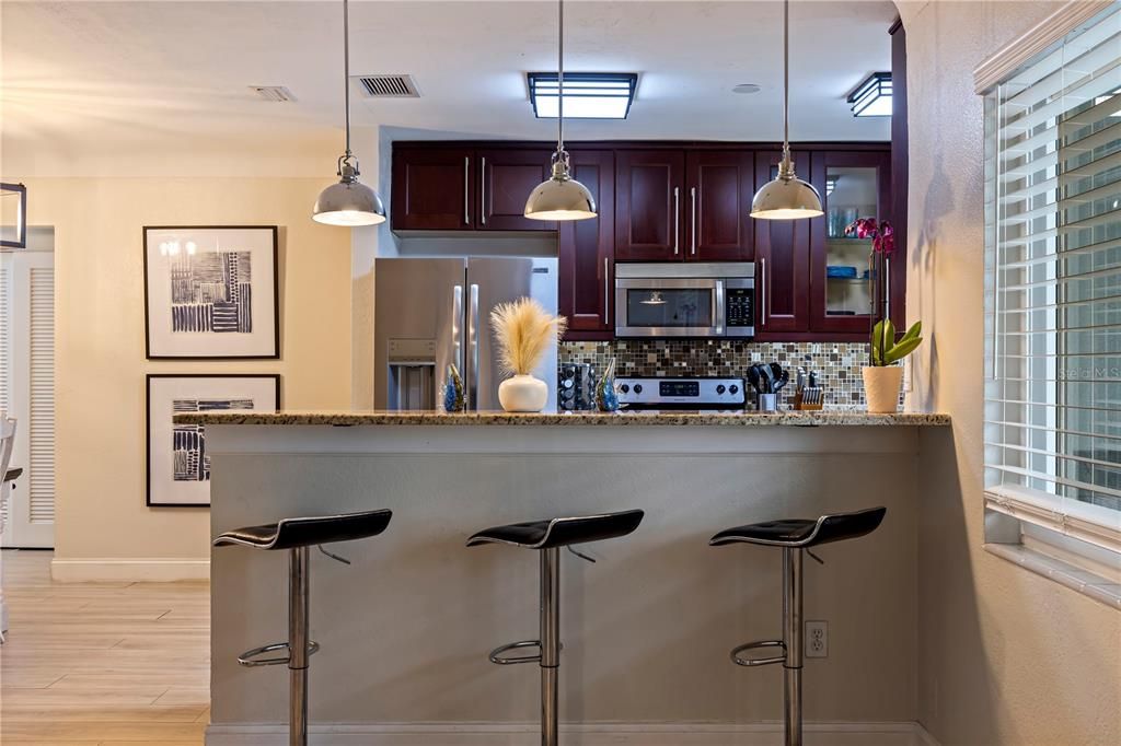 Interior, Kitchen, Pendant Lights, Wood Texture Flooring