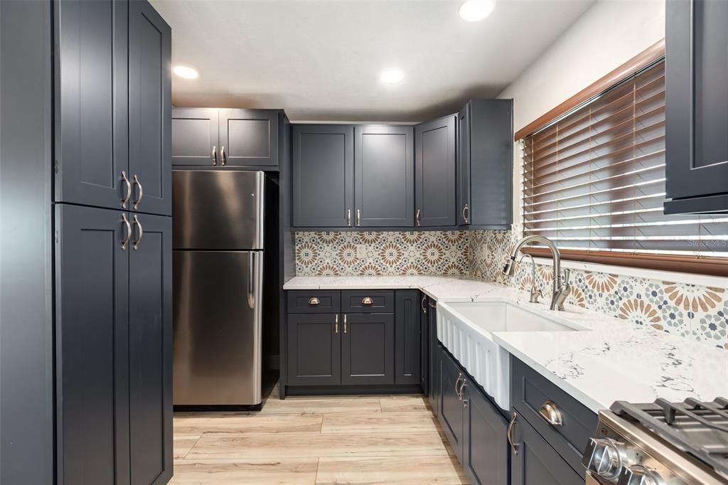 Interior, Kitchen, Recessed Lighting, Wood Texture Flooring