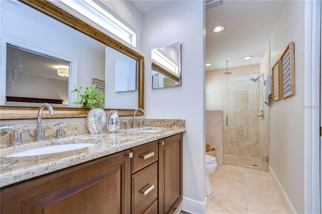 Bathroom, Dual Sink Vanities, Glass Shower, Interior, Recessed Lighting