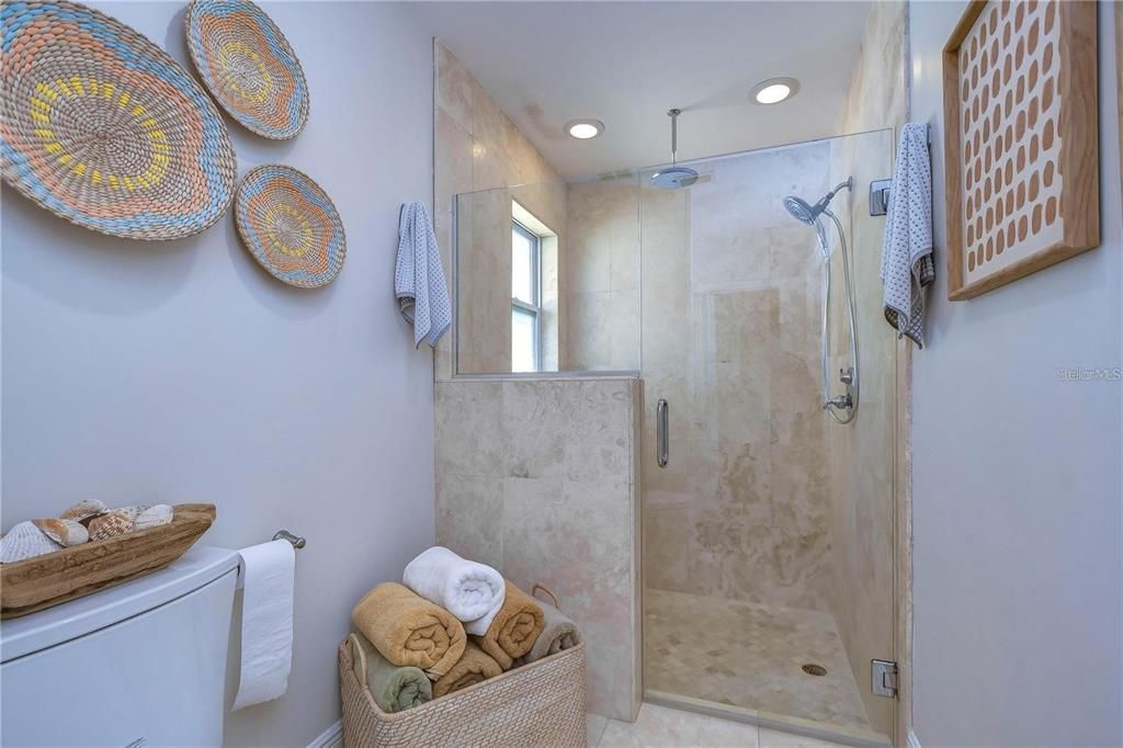 Bathroom, Glass Shower, Interior, Recessed Lighting