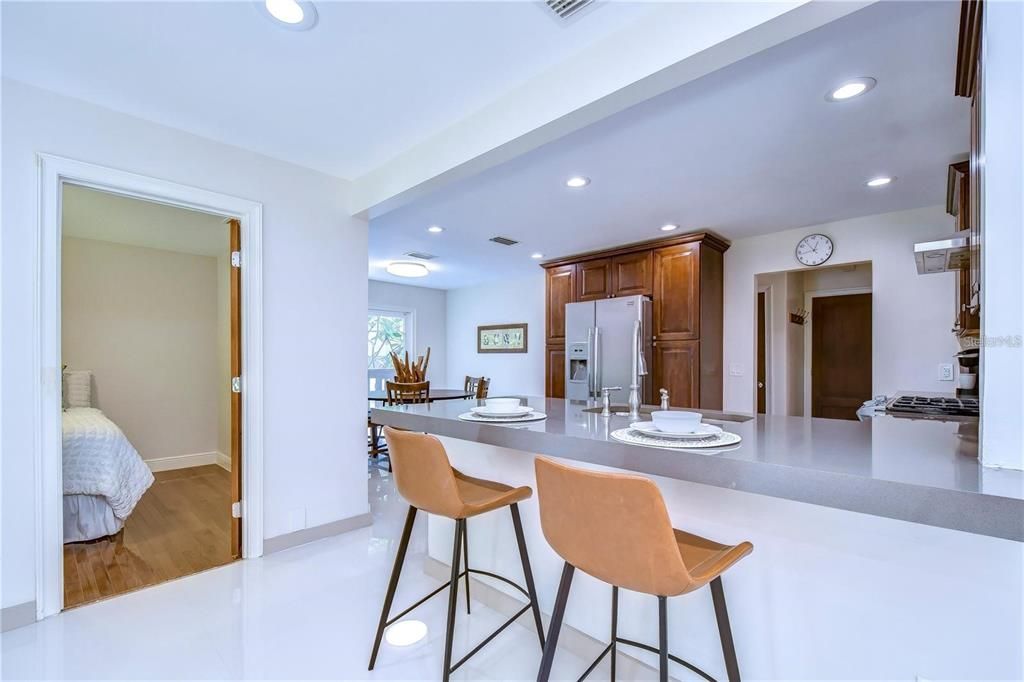 Interior, Kitchen, Recessed Lighting, Wood Texture Flooring