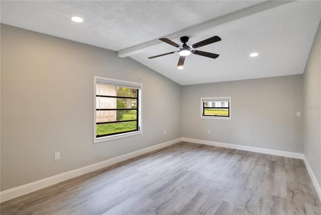 Empty room, Interior, Recessed Lighting, Wood Texture Flooring