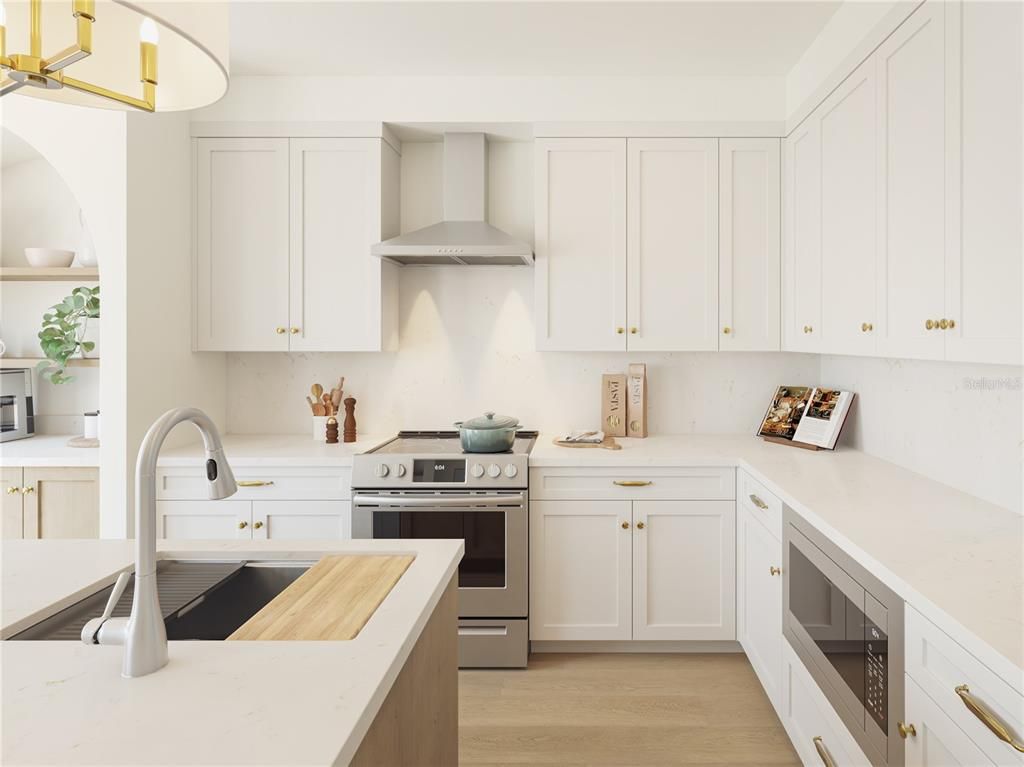 Interior, Kitchen, Stainless Steel Appliances, Wood Texture Flooring