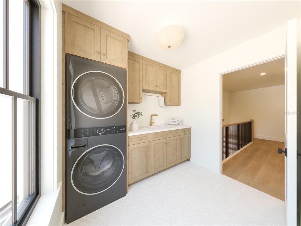 Interior, Recessed Lighting, Utility Closets, Washer, Wood Texture Flooring