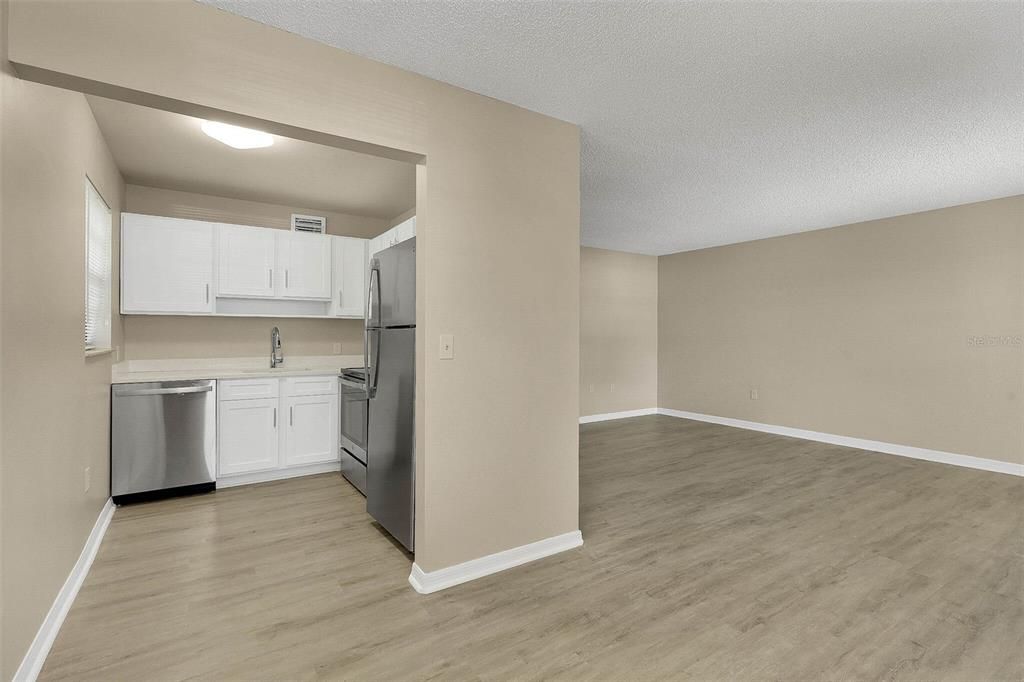 Interior, Kitchen, Stainless Steel Appliances, Wood Texture Flooring