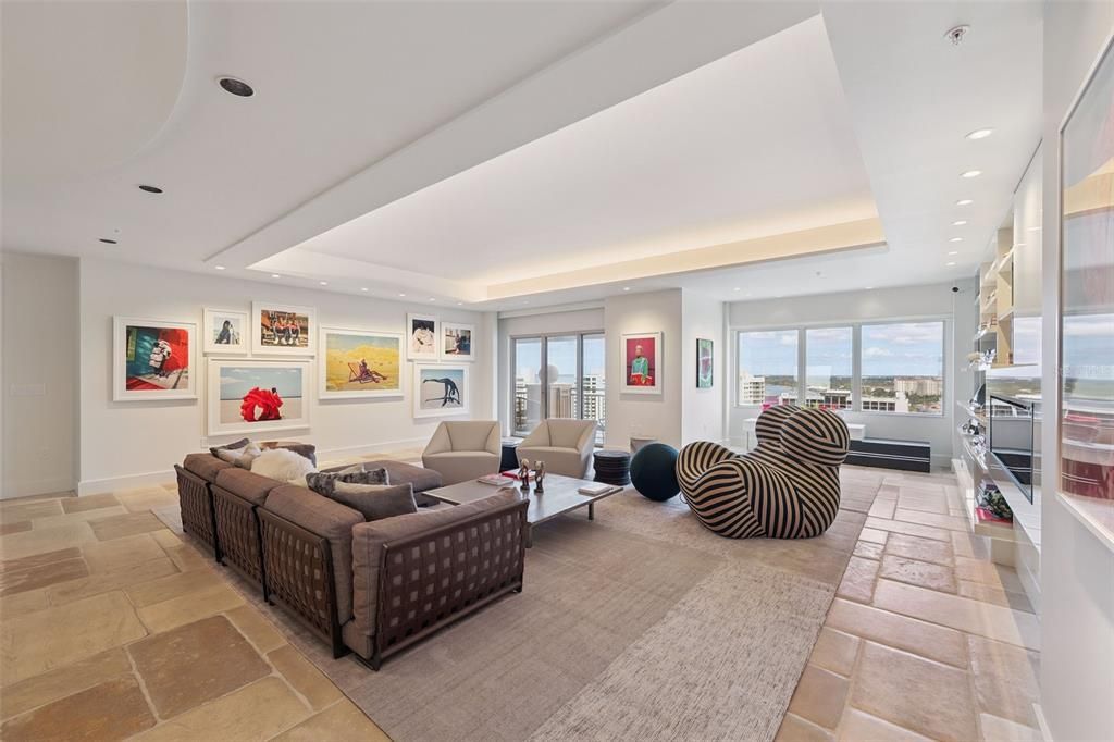 Interior, Living room, Recessed Lighting