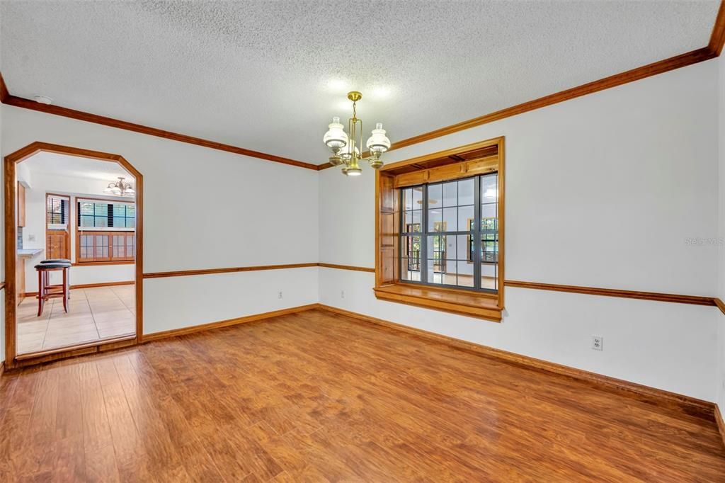 Chandelier, Empty room, Interior, Wood Texture Flooring