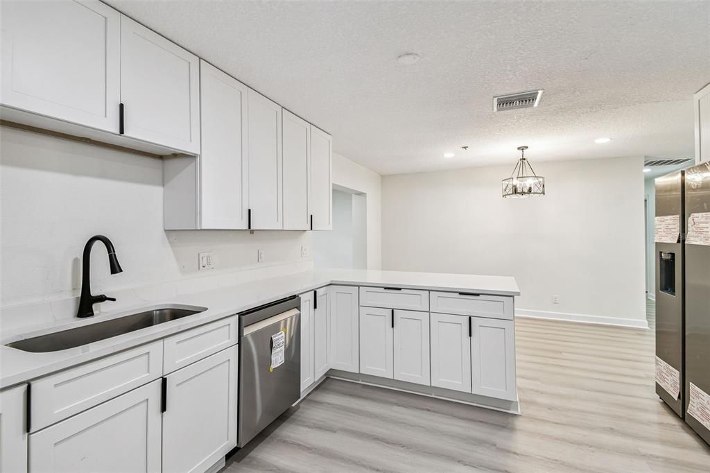 Interior, Kitchen, Recessed Lighting, Wood Texture Flooring
