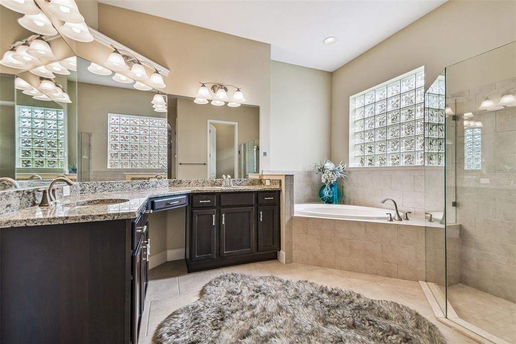 Bathroom, Dual Sink Vanities, Glass Shower, Interior, Recessed Lighting
