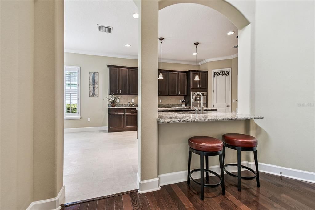 Interior, Kitchen, Pendant Lights, Recessed Lighting, Wood Texture Flooring