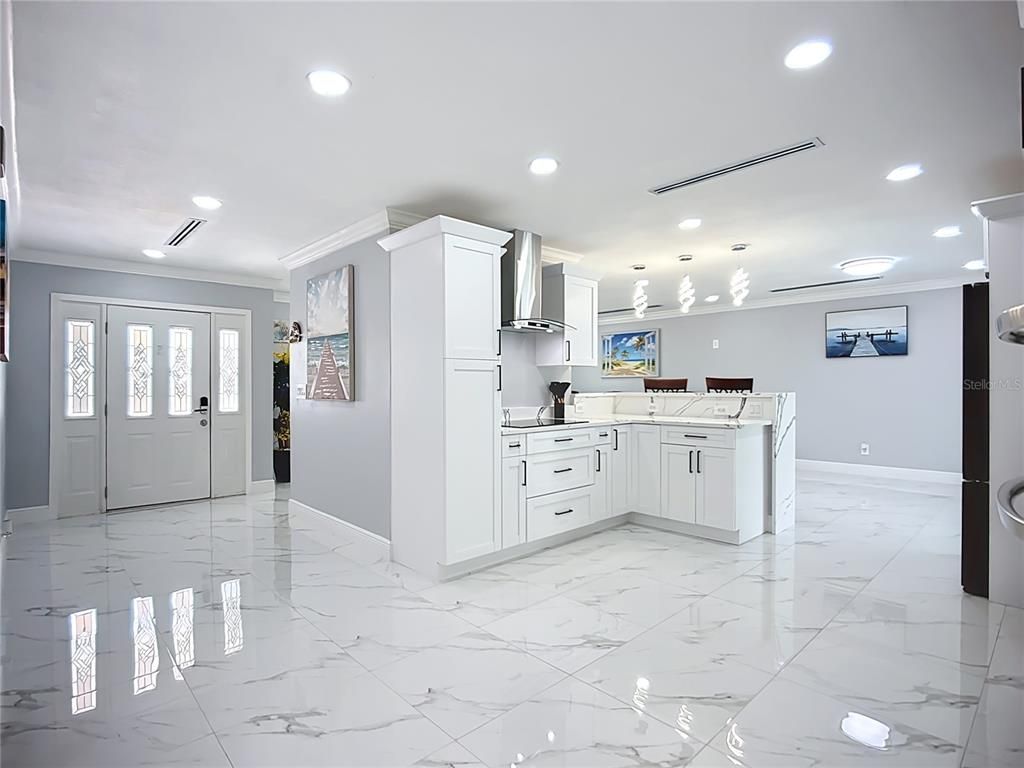 Interior, Kitchen, Marble, Pendant Lights, Recessed Lighting, Washer