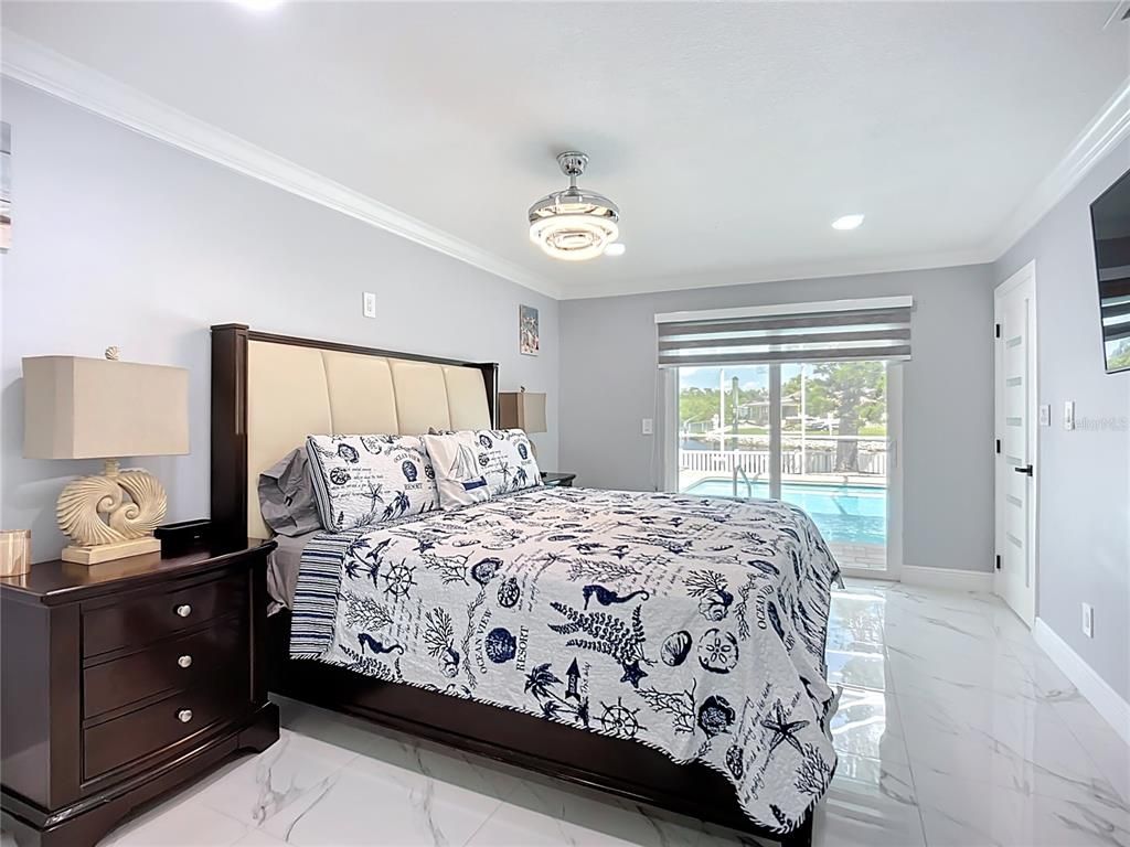 Bedroom, Interior, Marble, Recessed Lighting