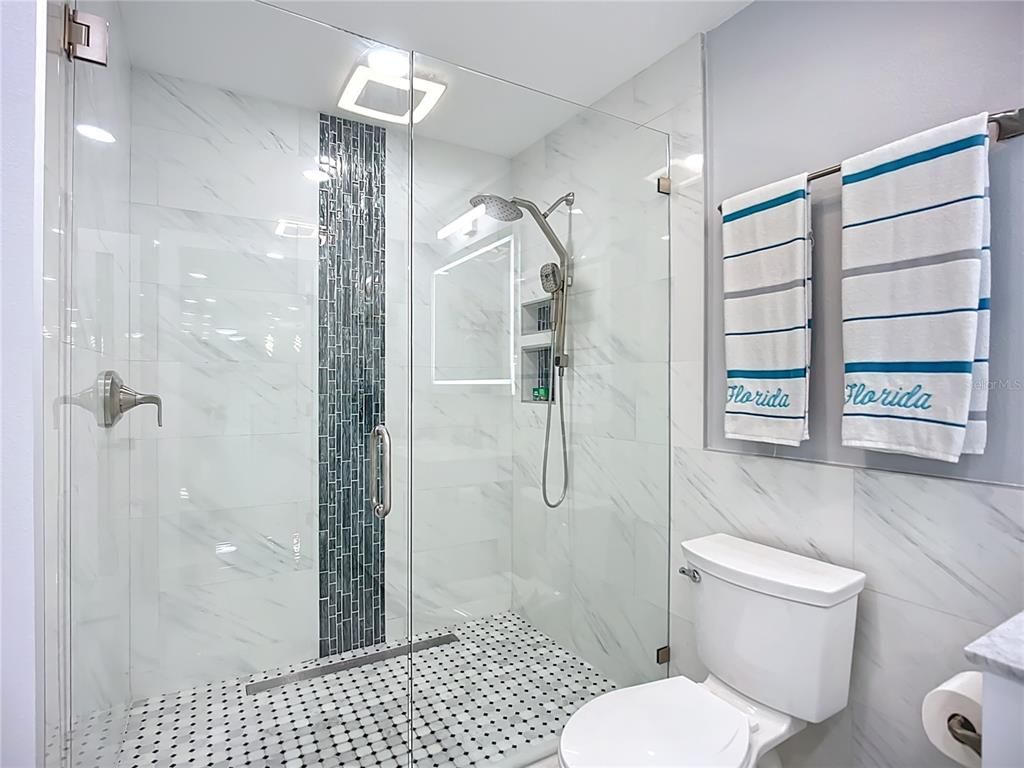 Bathroom, Glass Shower, Interior, Marble Walls