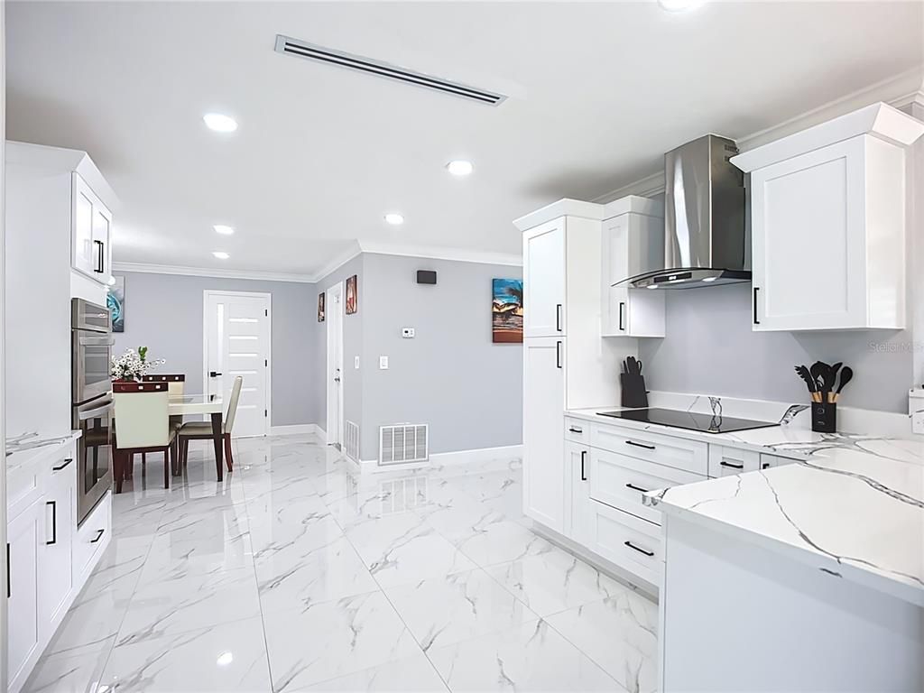 Dining room, Interior, Kitchen, Marble, Recessed Lighting