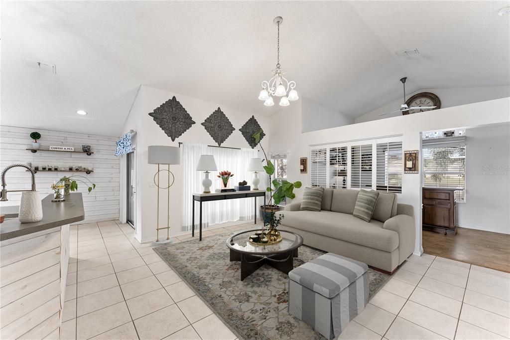 Interior, Living room, Pendant Lights, Recessed Lighting, Wood Texture Flooring