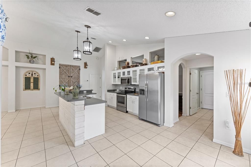 Interior, Kitchen, Pendant Lights, Recessed Lighting, Stainless Steel Appliances