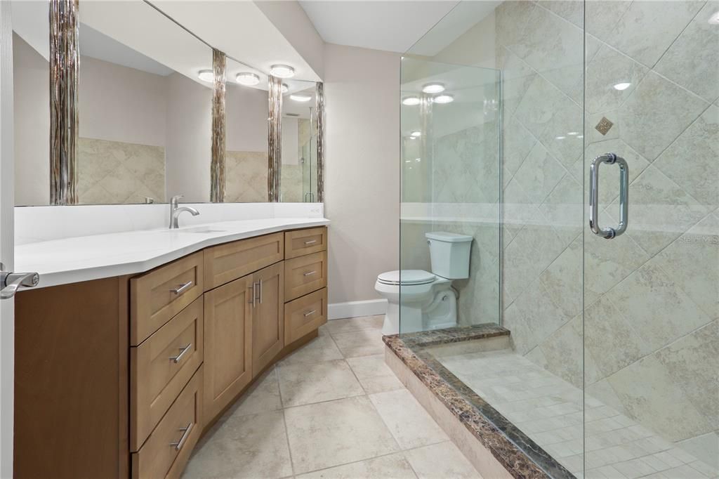 Bathroom, Glass Shower, Interior, Recessed Lighting
