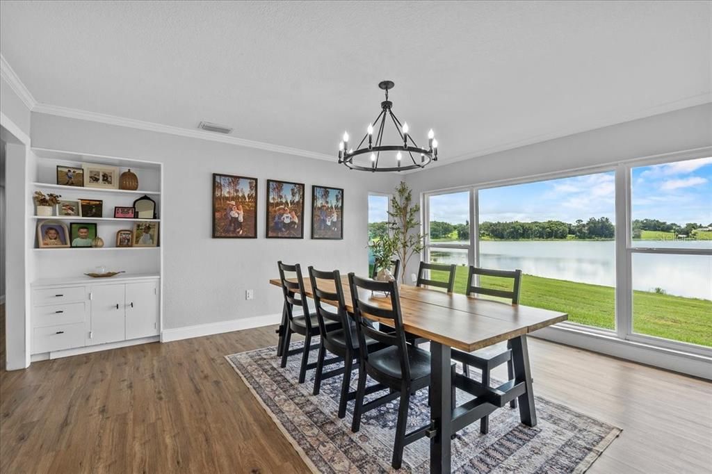 Chandelier, Dining room, Interior, Water, Wood Texture Flooring