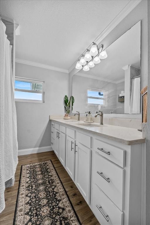 Bathroom, Dual Sink Vanities, Interior, Wood Texture Flooring