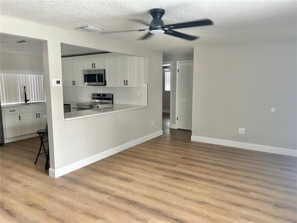 Interior, Kitchen, Stainless Steel Appliances, Wood Texture Flooring