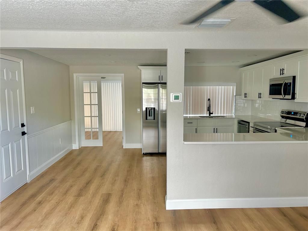Interior, Kitchen, Stainless Steel Appliances, Wood Texture Flooring