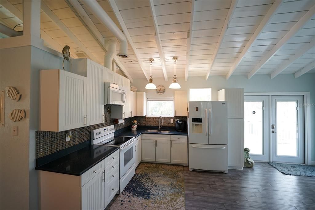 Interior, Kitchen, Pendant Lights, Wood Texture Flooring