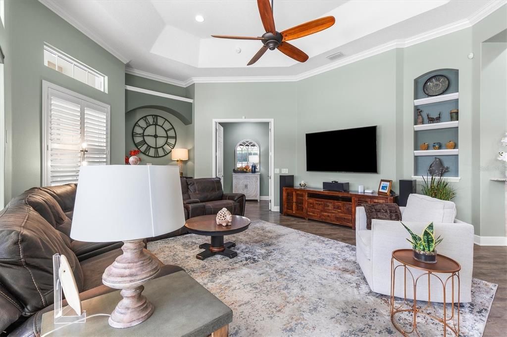 Interior, Living room, Recessed Lighting, Wood Texture Flooring