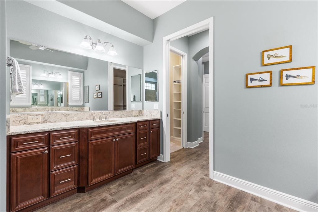 Bathroom, Dual Sink Vanities, Interior, Wood Texture Flooring