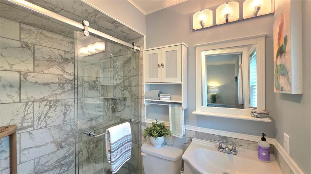 Bathroom, Glass Shower, Interior, Marble Walls