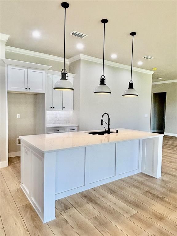 Interior, Kitchen, Pendant Lights, Recessed Lighting, Wood Texture Flooring