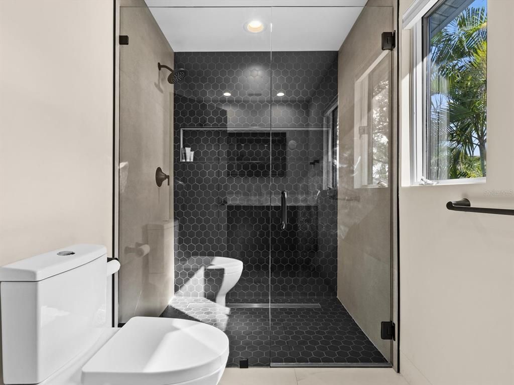 Bathroom, Glass Shower, Interior, Recessed Lighting
