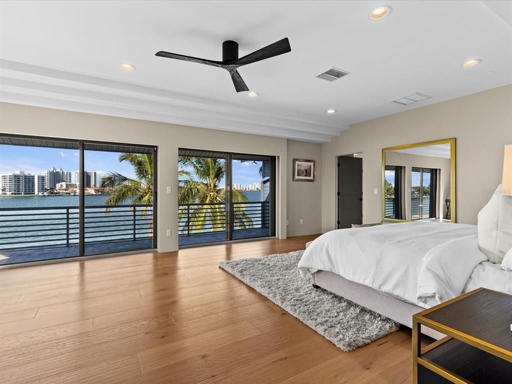 Bedroom, Interior, Recessed Lighting, Water, Wood Texture Flooring