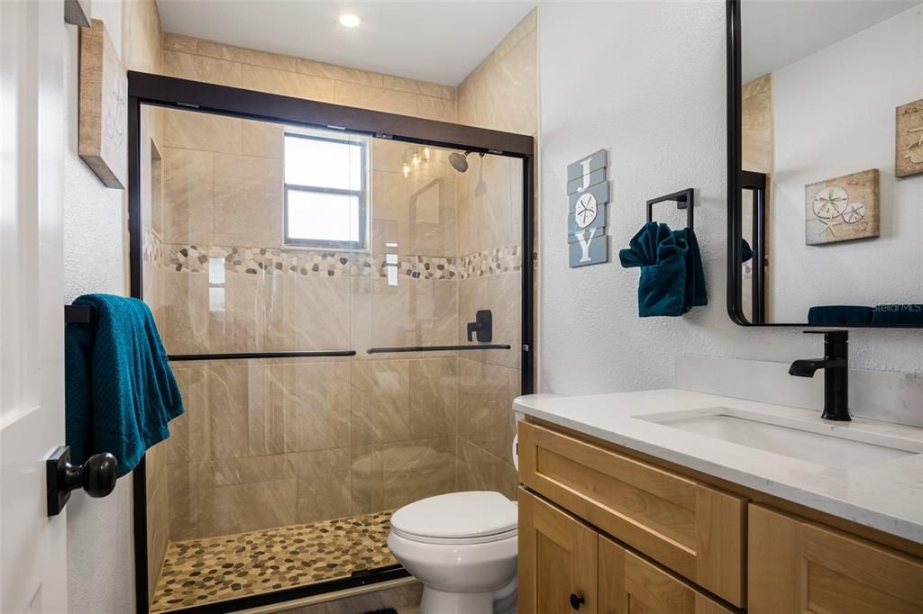 Bathroom, Glass Shower, Interior, Recessed Lighting