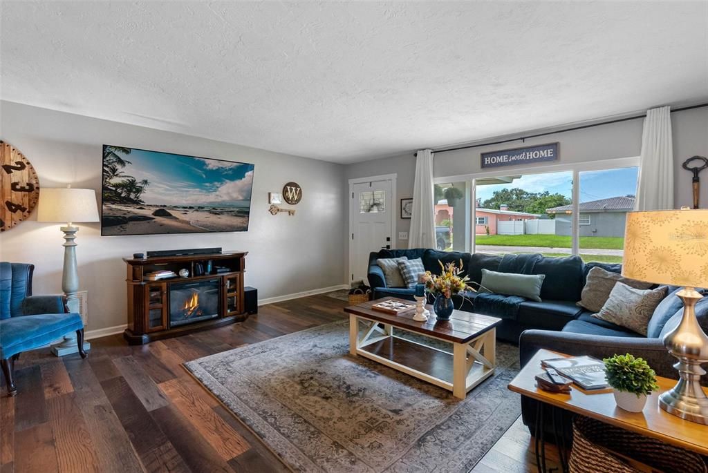 Fireplace, Interior, Living room, Wood Texture Flooring