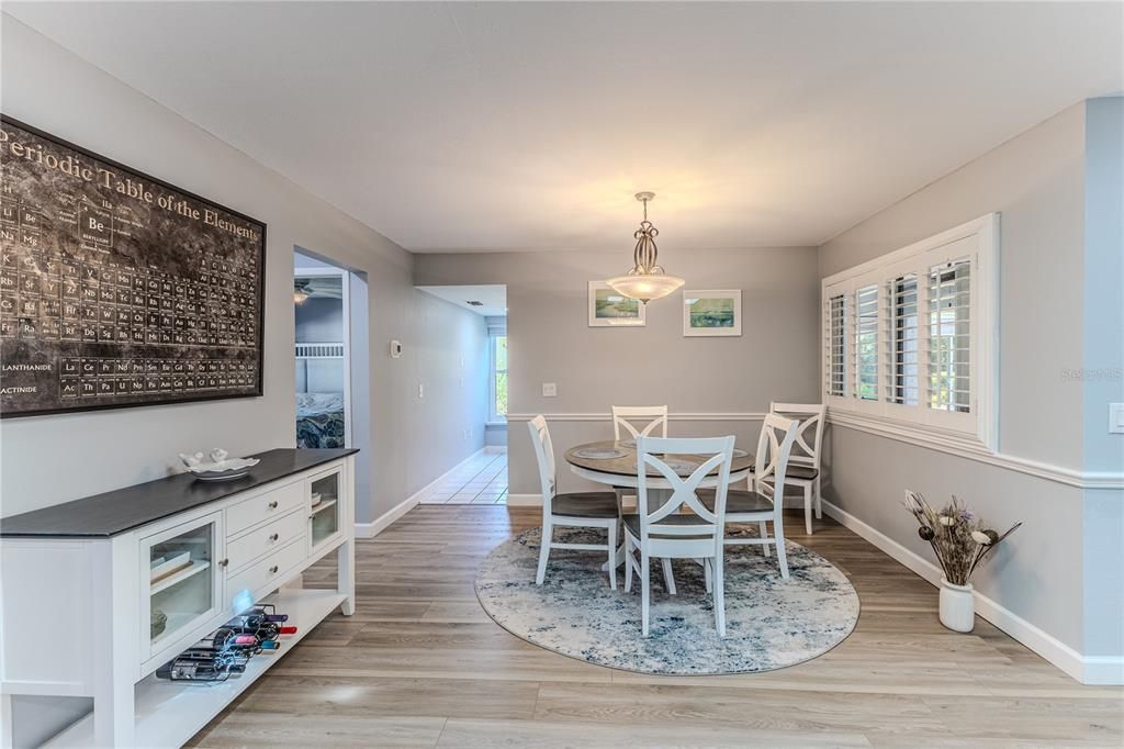 Dining room, Interior, Pendant Lights, Wood Texture Flooring