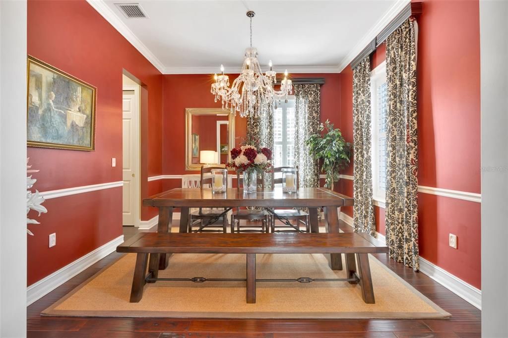 Chandelier, Dining room, Interior, Wood Texture Flooring
